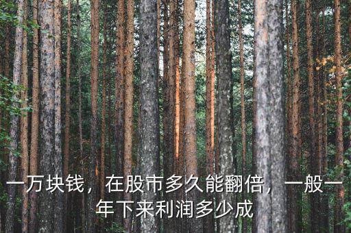 一萬塊錢，在股市多久能翻倍，一般一年下來利潤多少成
