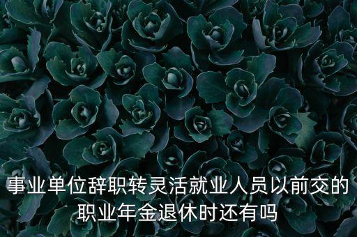 辭職后職業(yè)年金怎么辦,企業(yè)職工辭職后沒有工作
