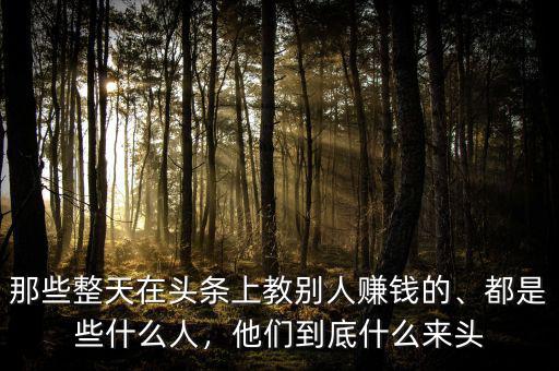 那些整天在頭條上教別人賺錢的、都是些什么人，他們到底什么來頭