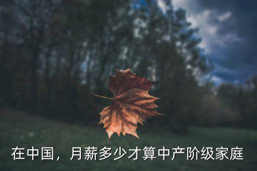 在中國多少錢算中產,在大連月薪多少算中產