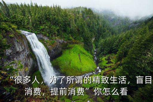“很多人，為了所謂的精致生活，盲目消費，提前消費”你怎么看