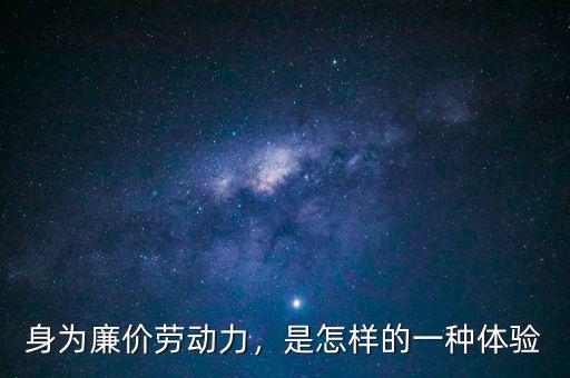 身為廉價(jià)勞動(dòng)力，是怎樣的一種體驗(yàn)