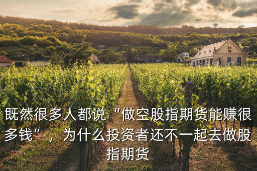既然很多人都說“做空股指期貨能賺很多錢”，為什么投資者還不一起去做股指期貨