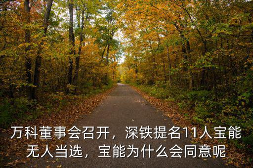 萬科董事會(huì)召開，深鐵提名11人寶能無人當(dāng)選，寶能為什么會(huì)同意呢