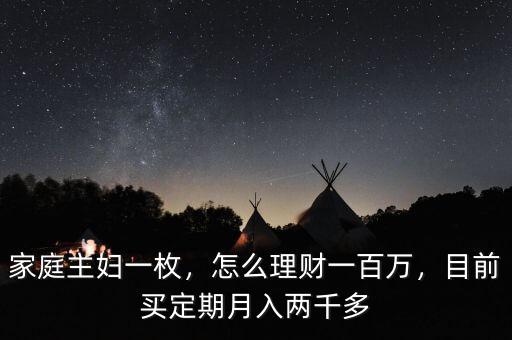 家庭主婦一枚，怎么理財(cái)一百萬，目前買定期月入兩千多
