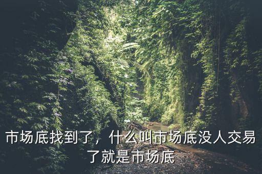 市場底找到了，什么叫市場底沒人交易了就是市場底