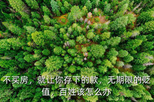 不買房，就讓你存下的款，無期限的貶值，百姓該怎么辦
