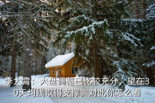 李大霄：大盤調(diào)整已比較充分，望在30天均線取得支撐，對此你怎么看