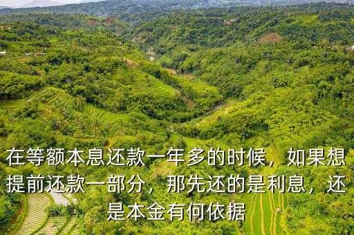 在等額本息還款一年多的時候，如果想提前還款一部分，那先還的是利息，還是本金有何依據(jù)