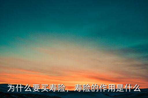 為什么要買(mǎi)壽險(xiǎn)，壽險(xiǎn)的作用是什么