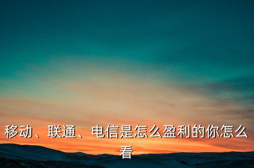 移動(dòng)、聯(lián)通、電信是怎么盈利的你怎么看