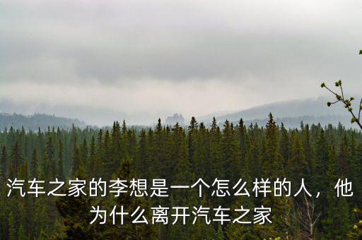 汽車之家的李想是一個怎么樣的人，他為什么離開汽車之家