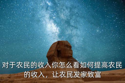 對(duì)于農(nóng)民的收入你怎么看如何提高農(nóng)民的收入，讓農(nóng)民發(fā)家致富