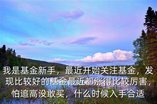 我是基金新手，最近開始關(guān)注基金，發(fā)現(xiàn)比較好的基金最近都漲得比較厲害，怕追高沒敢買，什么時(shí)候入手合適