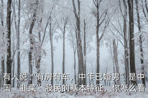 有人說“有房有車，中年已婚男”是中國“韭菜”股民的基本特征，你怎么看