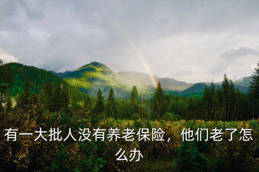 有一大批人沒有養(yǎng)老保險(xiǎn)，他們老了怎么辦