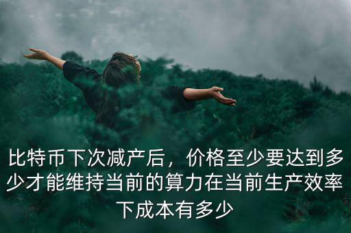 比特幣下次減產后，價格至少要達到多少才能維持當前的算力在當前生產效率下成本有多少