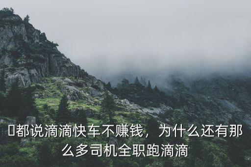 ?都說滴滴快車不賺錢，為什么還有那么多司機全職跑滴滴