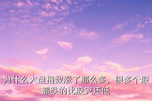 為什么大盤指數(shù)漲了那么多，很多個股都跌的比股災還低