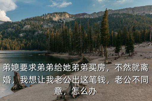 弟媳要求弟弟給她弟弟買房，不然就離婚，我想讓我老公出這筆錢，老公不同意，怎么辦