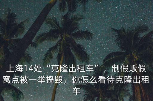 上海14處“克隆出租車”，制假販假窩點被一舉搗毀，你怎么看待克隆出租車