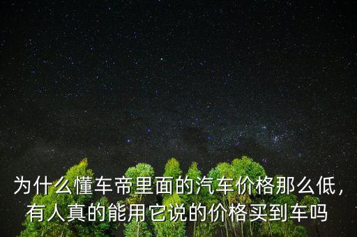 為什么懂車帝里面的汽車價(jià)格那么低，有人真的能用它說(shuō)的價(jià)格買到車嗎