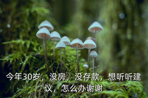 今年30歲，沒房，沒存款，想聽聽建議，怎么辦謝謝