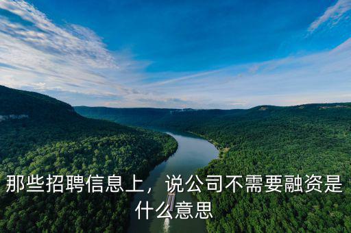 那些招聘信息上，說公司不需要融資是什么意思