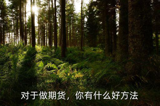 對于做期貨，你有什么好方法