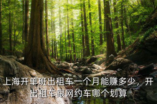 上海開單班出租車一個月能賺多少，開出租車跟網(wǎng)約車哪個劃算
