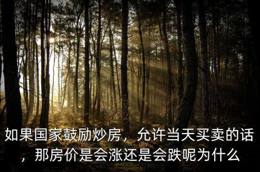 如果國(guó)家鼓勵(lì)炒房，允許當(dāng)天買賣的話，那房?jī)r(jià)是會(huì)漲還是會(huì)跌呢為什么