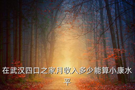 在武漢四口之家月收入多少能算小康水平
