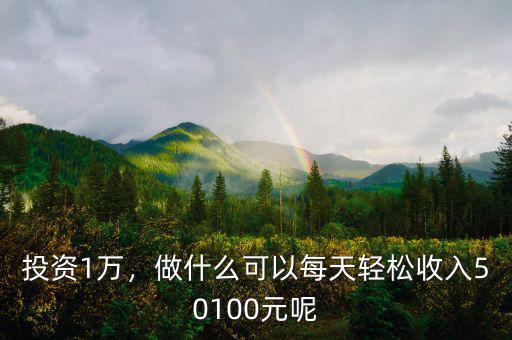 投資1萬，做什么可以每天輕松收入50100元呢