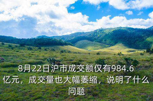 8月22日滬市成交額僅有984.6億元，成交量也大幅萎縮，說明了什么問題