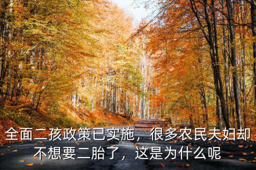 全面二孩政策已實(shí)施，很多農(nóng)民夫婦卻不想要二胎了，這是為什么呢