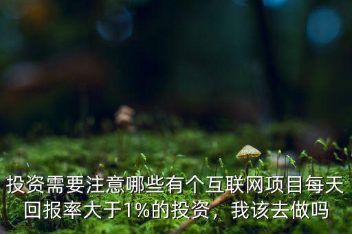 投資需要注意哪些有個互聯(lián)網(wǎng)項目每天回報率大于1%的投資，我該去做嗎