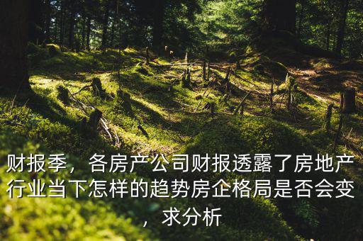 財報季，各房產(chǎn)公司財報透露了房地產(chǎn)行業(yè)當下怎樣的趨勢房企格局是否會變，求分析