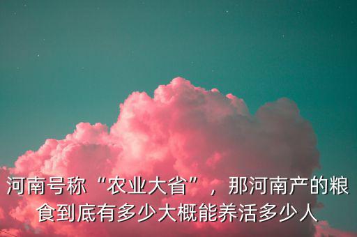 河南號稱“農(nóng)業(yè)大省”，那河南產(chǎn)的糧食到底有多少大概能養(yǎng)活多少人