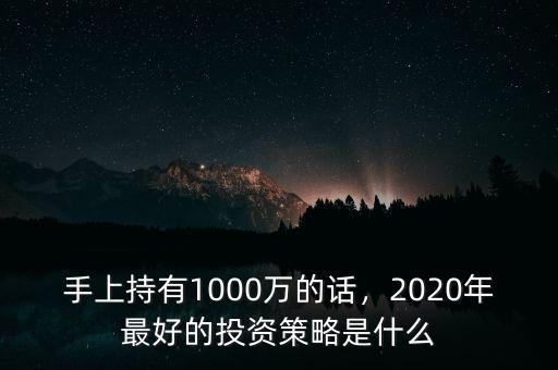 手上持有1000萬的話，2020年最好的投資策略是什么