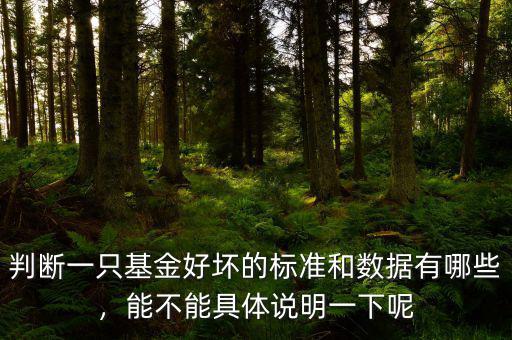 判斷一只基金好壞的標準和數據有哪些，能不能具體說明一下呢