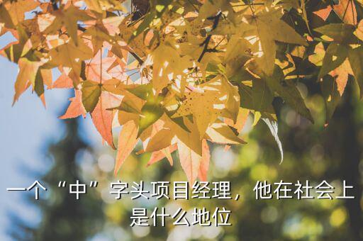 一個“中”字頭項目經(jīng)理，他在社會上是什么地位