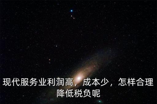 現(xiàn)代服務業(yè)利潤高，成本少，怎樣合理降低稅負呢