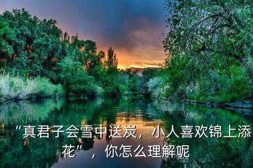 “真君子會雪中送炭，小人喜歡錦上添花”，你怎么理解呢