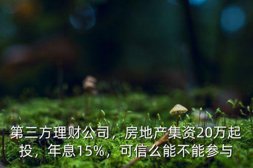 第三方理財(cái)公司，房地產(chǎn)集資20萬起投，年息15%，可信么能不能參與