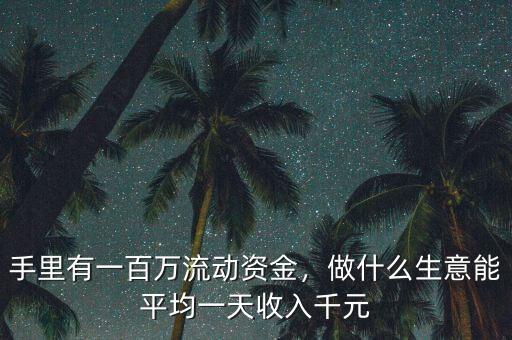 手里有一百萬流動資金，做什么生意能平均一天收入千元