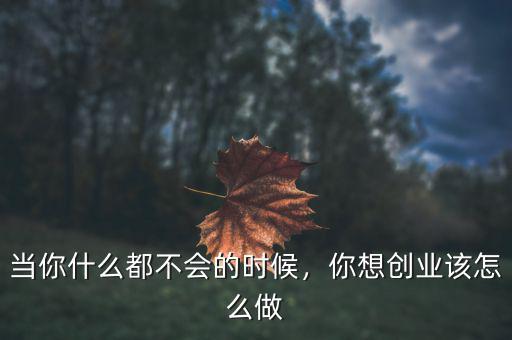 當(dāng)你什么都不會(huì)的時(shí)候，你想創(chuàng)業(yè)該怎么做