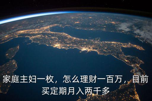 家庭主婦一枚，怎么理財一百萬，目前買定期月入兩千多