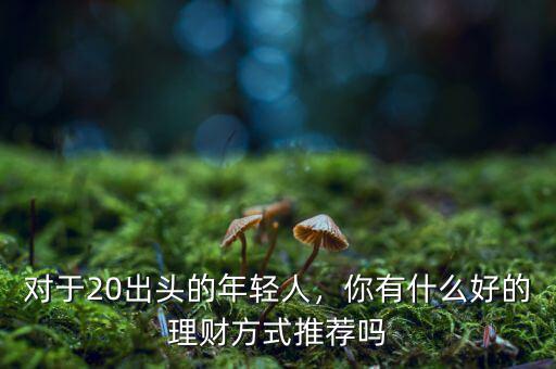 對于20出頭的年輕人，你有什么好的理財方式推薦嗎