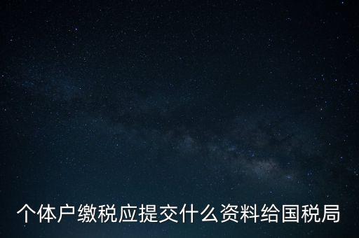 個(gè)體戶核稅什么材料，個(gè)體戶繳稅應(yīng)提交什么資料給國(guó)稅局