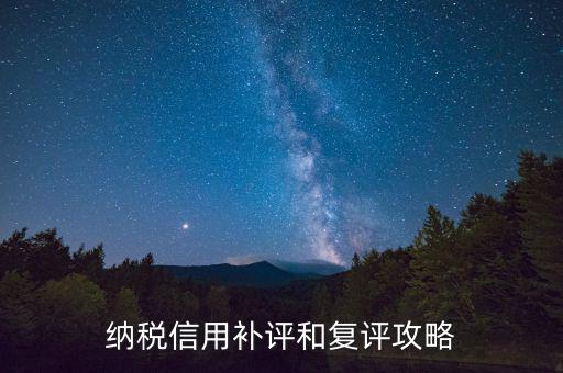 納稅信用補評和復(fù)評攻略